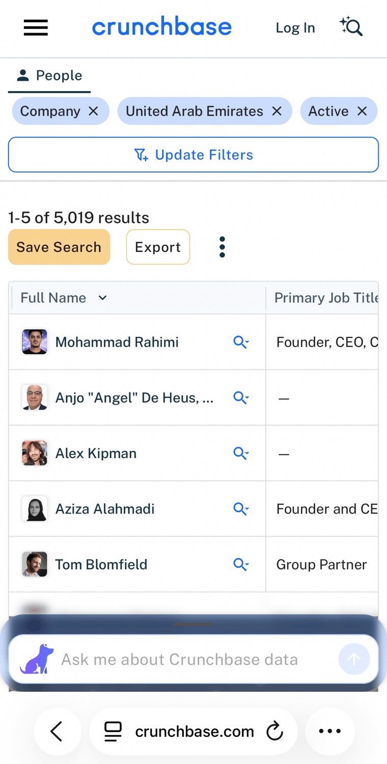 Crunchbase #1 &mdash; UAE Founder Filter