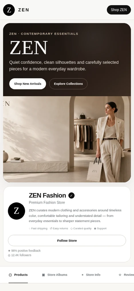 Seller storefront mobile preview